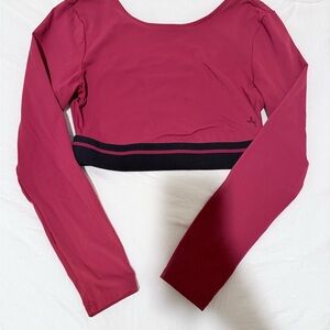 Women's Long Sleeve Pink Crop Top